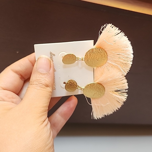 Pink Fringe Tassel Earrings - Picture 2 of 3